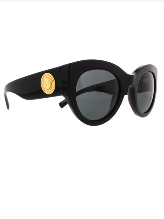 Versace Accessories - Versace Black Cat-Eye Sunglasses with Gold Medallion Accent